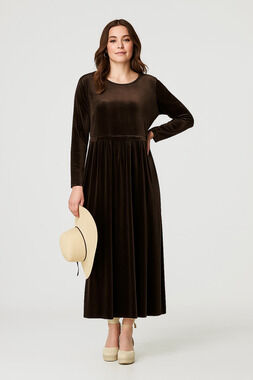 Vintage Jones New York Brown Velvet Velour Button-Front Modest Dress Size M